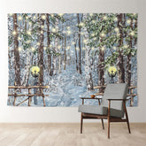 Aperturee - Streifenlichter verschneiter Wald Winterszene Hintergrund